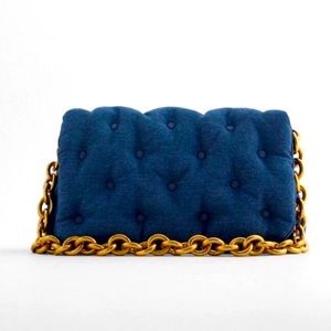 Zara quilted denim pillow bag